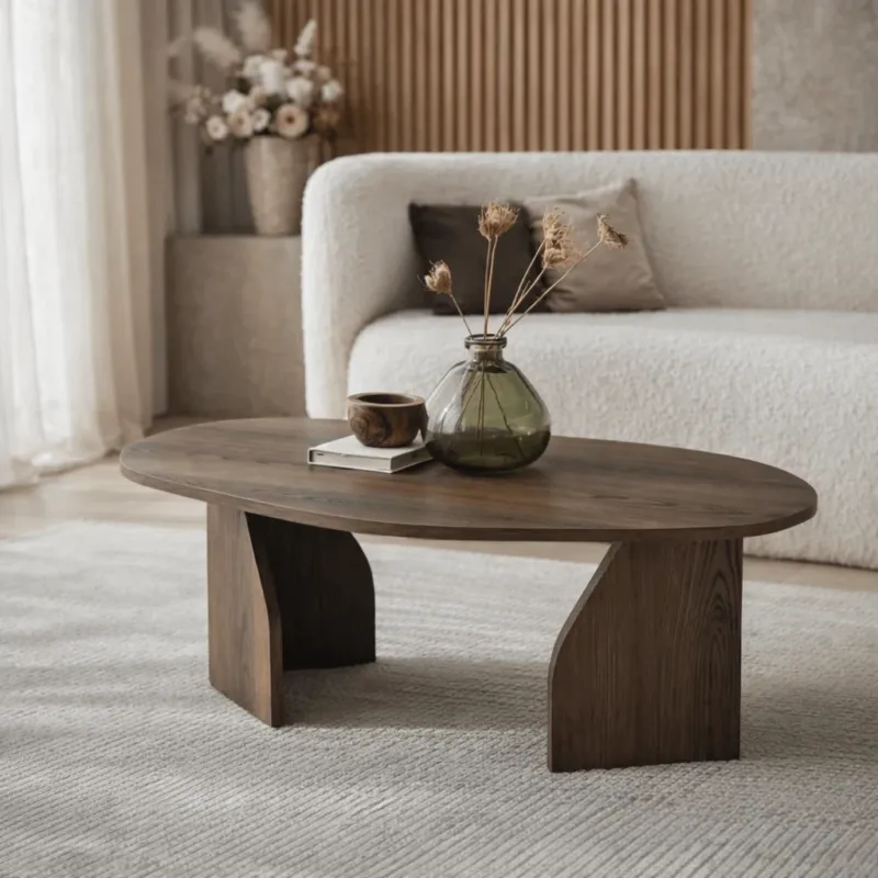 Couchtische – Bio Couchtisch Japandi-Walnuss Melamin Regal - 105x65 cm - Dimehouse