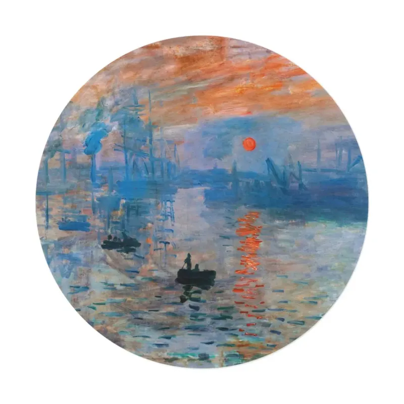 Impression Sunrise inspired round mat styled in bright interior