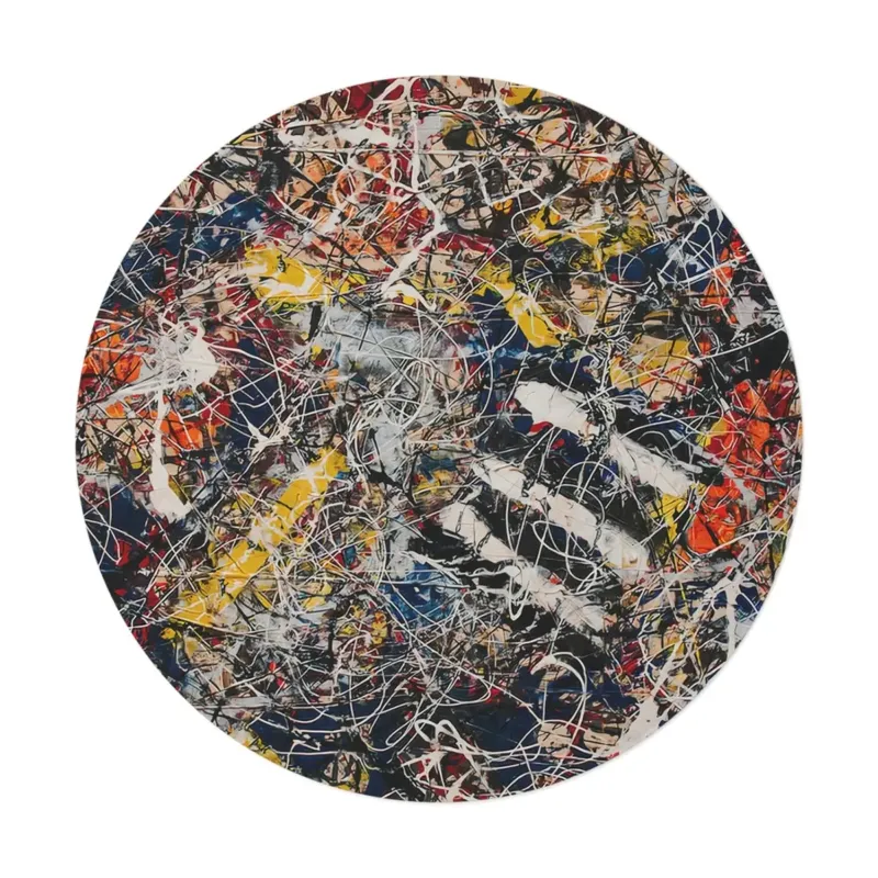 Jackson Pollock Number 17A inspired round mat interior view