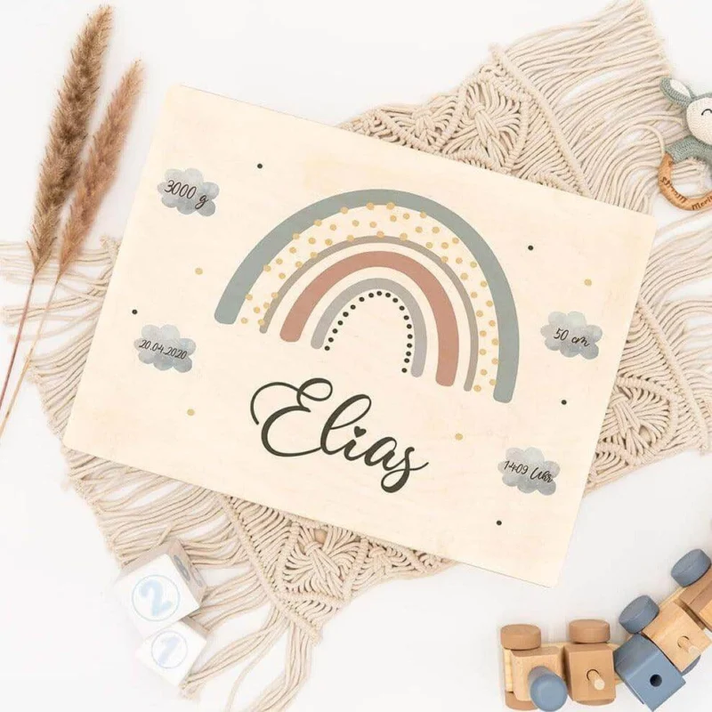 personalized memory box with rabbit design