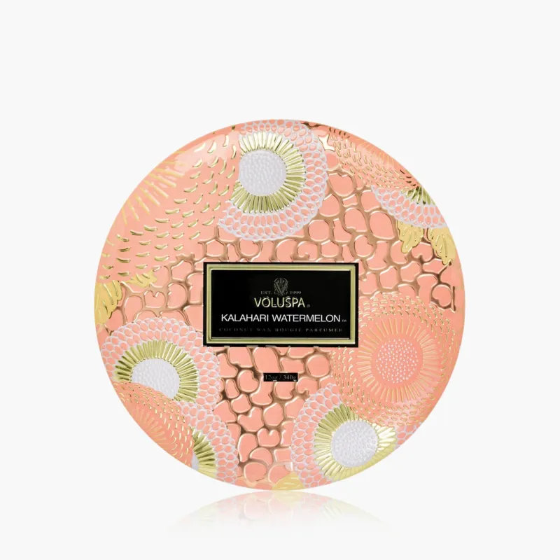 Voluspa 3-Docht Duftkerze Kalahari Watermelon | Dose mit Deckel