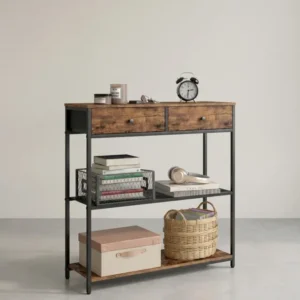 Industrielles Sideboard mit Schubladen – Schmaler Konsolentisch – Schuhregal und Staufächer