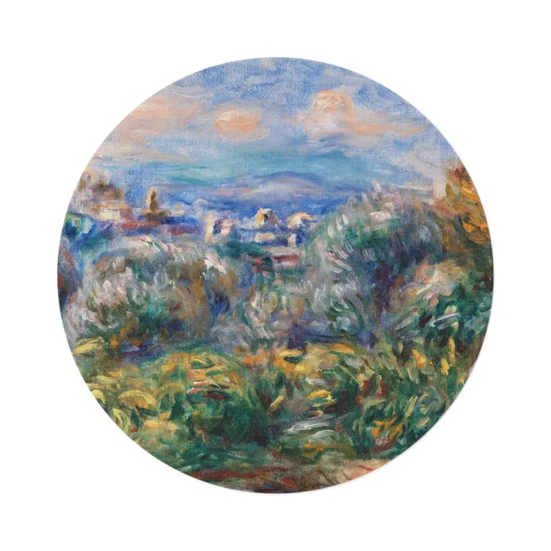 Landscape (Paysage) round mat, overhead product photo on white background