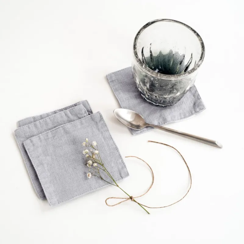 Leinen - Untersetzer im 4er - Set, Light Grey - Linen Tales
