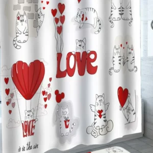 Love is in the Air Cute Cats Shower Curtain