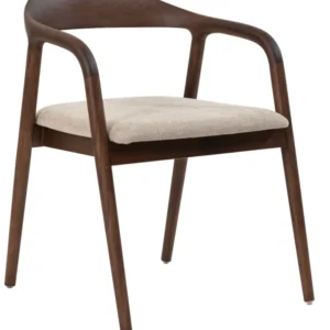 Holzstuhl für das Esszimmer Insible mit leicht zu reinigendem Stoff, beige Geflecht/Nussbaum