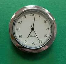 Mini-Clock Insert 1-7/16 Silver color Bevel/Arabic Numerals with Ivory/White Face [MCSLV]