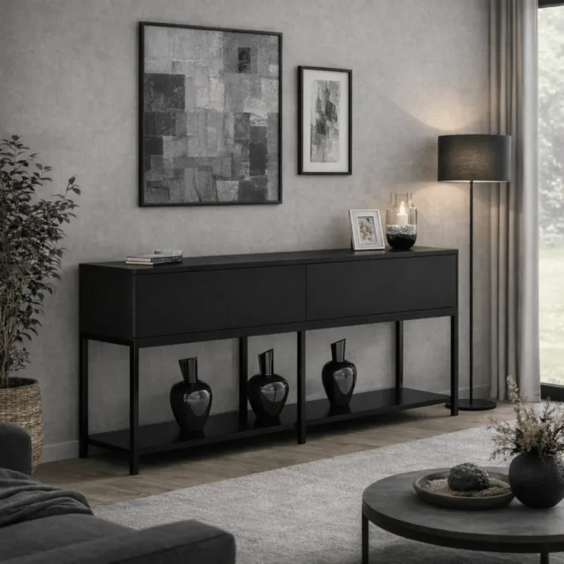 Sideboards - Modern Kommode Black Lord 150x30x80 - Zwei Fächer - Dimehouse