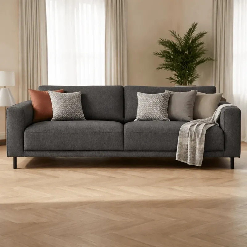 Sofas - Modernes 3-Sitzer-Sofa Anthrazit Stoff Aniko 213x90x78 cm - Dimehouse