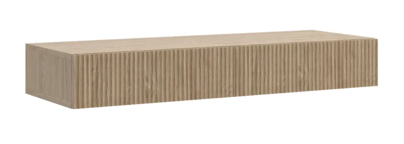 Hängender Schminktisch Nolie mit zwei Schubladen und Frontfräsung, 110 cm, geölte Eiche
