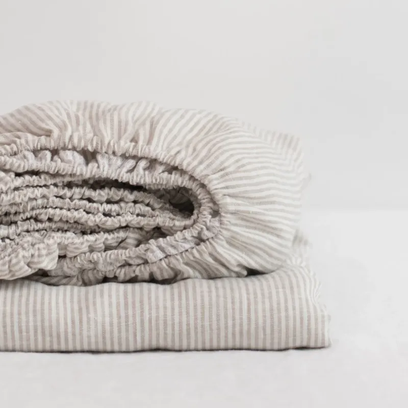 Leinen - Spannbettlaken, Natural Stripes - Linen Tales
