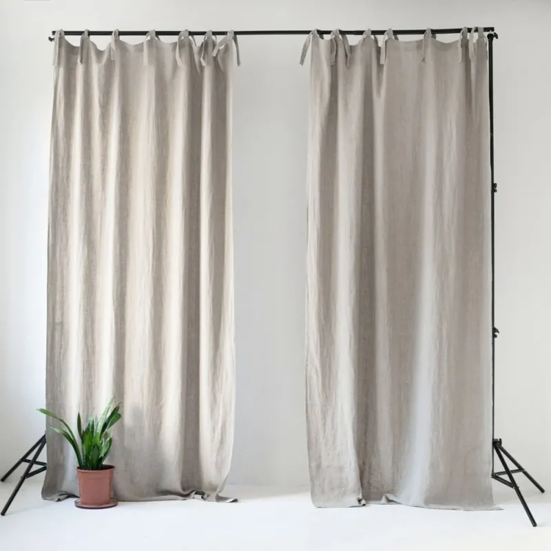 Leinen - Nachtvorhänge Tie Top, Natural 2er - Set - Linen Tales