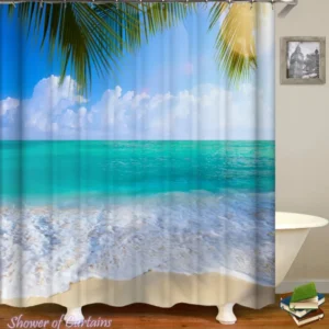 Ocean Shower Curtain - Peacefully Turquoise Beach Shower Curtain