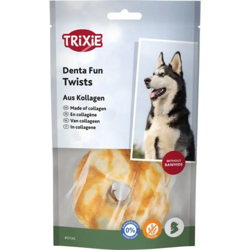 Denta Fun Twists aus Kollagen mit Huhn – ø 6,5 cm, 2 St./85 g