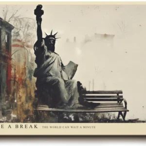 Paul Sinus Wandbild 120x80cm Freiheitsstatue Moderne Stadt Kunst LeinWandbild 120x80cm New York Szene Wanddekoration