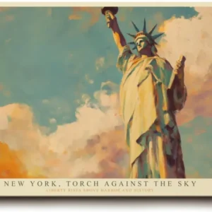 Paul Sinus Wandbild 120x80cm Freiheitsstatue New York Architektur Kunstmotiv Historisches Wahrzeichen der USA