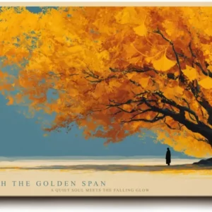 Paul Sinus Wandbild 120x80cm Goldener Herbstbaum Landschaft mit leuchtenden Blaettern ruhiges Naturmotiv fuer moderne Wohnräume