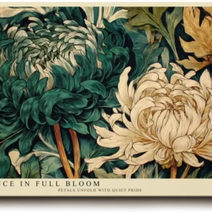 Paul Sinus Wandbild 120x80cm Grosse Chrysanthemen Blueten Botanische Kunst in Gruen und Creme Natur Wanddekoration
