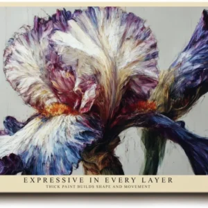 Paul Sinus Wandbild 120x80cm Iris Bluete abstrakte Blumenmalerei moderne Kunst violett weiss expressive Pinselstruktur grosses Blumen Kunstbild stilvolle Wanddekoration fuer Wohnzimmer