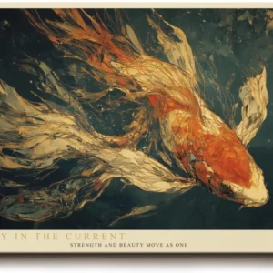 Paul Sinus Wandbild 120x80cm Koi Fisch orange weiss japanische Fisch Kunst Unterwasser Illustration moderne Natur Wanddekoration fuer Wohnzimmer Büro