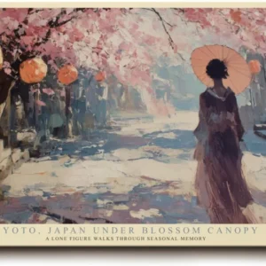 Paul Sinus Wandbild 120x80cm Kyoto Kirschblueten Landschaft Japan Kunstmotiv Spaziergang unter Sakura