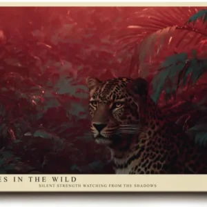 Paul Sinus Wandbild 120x80cm Leopard im Dschungel exotische Tierkunst rote Tropenlandschaft Wanddekoration fuer Wohnzimmer Büro