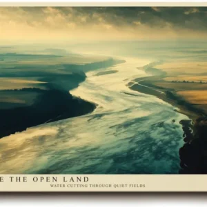 Paul Sinus Wandbild 120x80cm Luftaufnahme Fluss Landschaft moderne Natur Fotokunst weite Felder grosses Landschaftsbild stilvolle Wanddekoration fuer Wohnzimmer Büro