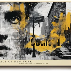 Paul Sinus Wandbild 120x80cm New York Urban Collage Gesicht LeinWandbild 120x80cm Moderne Stadt Kunst Wanddekoration