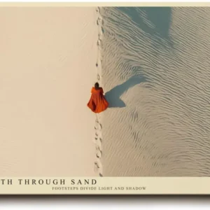 Paul Sinus Wandbild 120x80cm One Path Through Sand Wüstenlandschaft mit Fußspuren minimalistische Natur Fotokunst Poster für Wohnzimmer Büro
