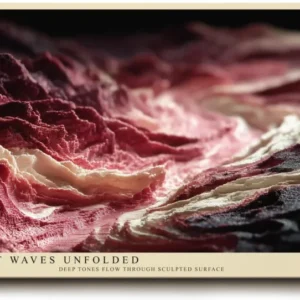 Paul Sinus Wandbild 120x80cm Velvet Waves Unfolded Abstrakte Struktur Kunst in Rot und Creme Modernes Kunstbild fuer Wohnzimmer und Büro