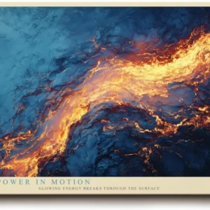 Paul Sinus Wandbild 120x80cm abstrakte Energie modern blau orange Lava Stil Kunst Kunstdruck grosses Kunstbild dynamische Wanddekoration fuer Wohnzimmer Büro