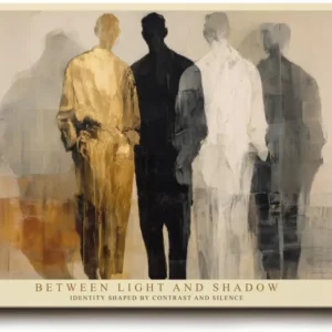 Paul Sinus Wandbild 120x80cm abstrakte Figuren Kunst modern beige schwarz gold minimalistische Menschen Silhouetten stilvolle Wanddekoration fuer Wohnzimmer Büro