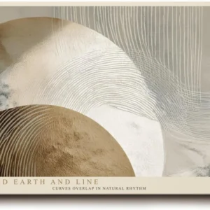 Paul Sinus Wandbild 120x80cm abstrakte Kreise modern beige braun Linienkunst Kunstdruck grosses Kunstbild stilvolle Wanddekoration fuer Wohnzimmer Büro Flur