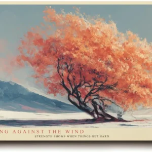 Paul Sinus Wandbild 120x80cm moderner Herbstbaum Landschaft Kunst orange Baum minimalistische Naturmalerei Kunstdruck ruhige