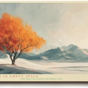 Paul Sinus Wandbild 120x80cm moderner Herbstbaum minimalistische Landschaft Kunst orange Baum Kunstdruck ruhige Natur