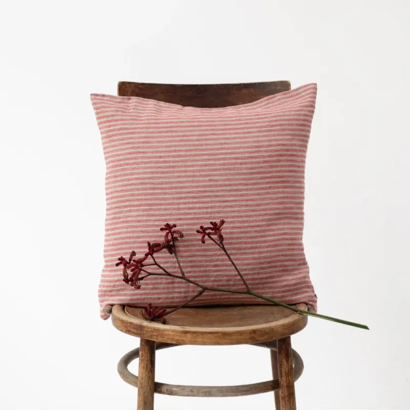 Leinen - Kissenbezug, Red Natural Stripes - Linen Tales