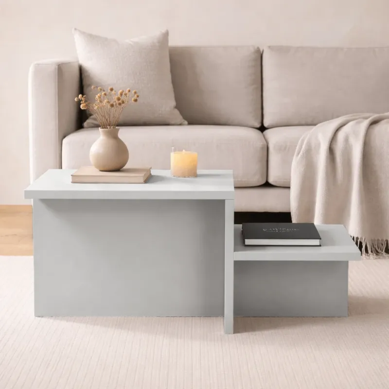 Couchtische - Couchtisch Grau Melamin - 80 x 40 cm - Eterna - Dimehouse