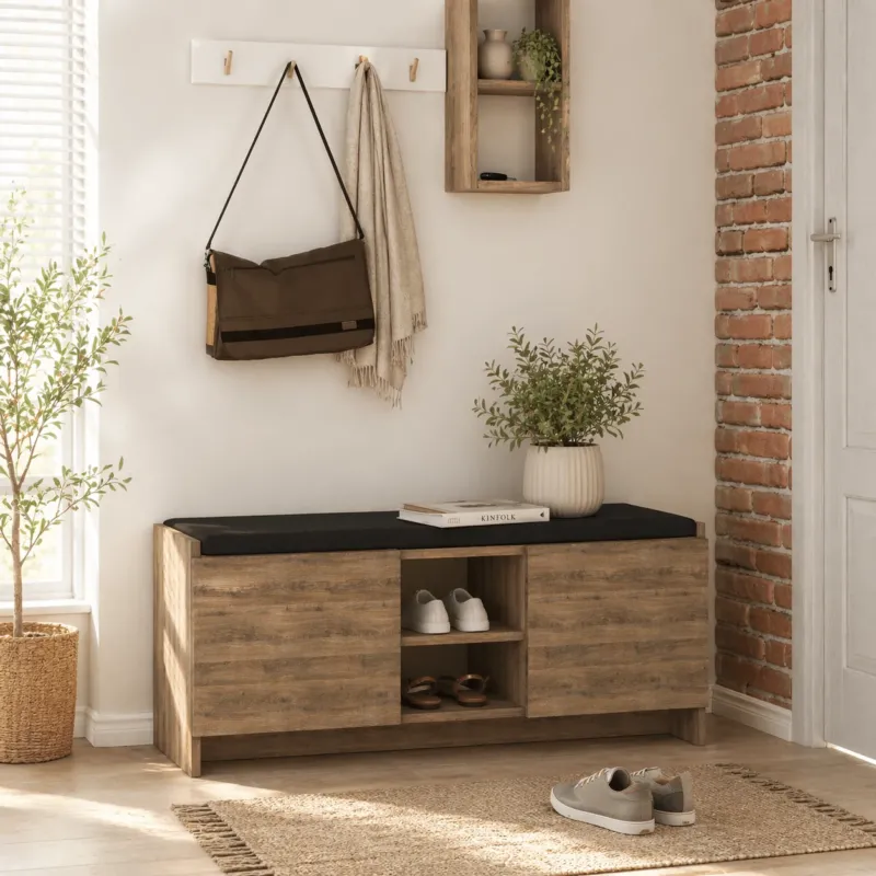 Schuhschränke - Schuhschrank Dunkle Eiche Melamin - sechs Fächer - 110x43x37 cm - Zulla - Dimehouse