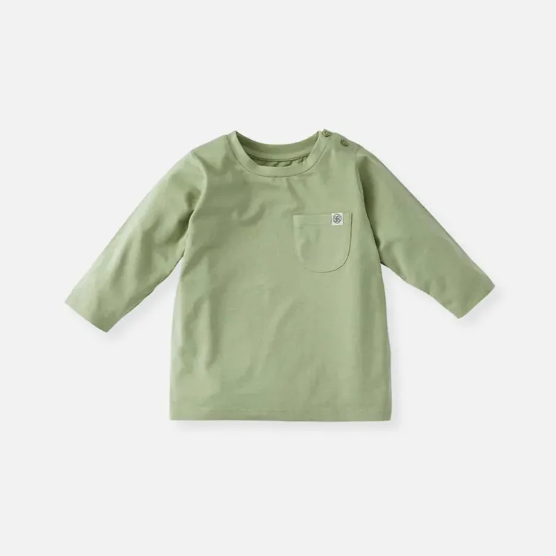 Cloby Langarmshirt in Olive Green