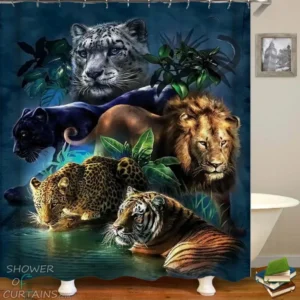 Shower Curtain of the Five Big Cats