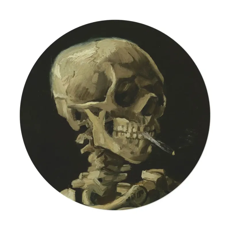 Skull of a Skeleton round mat placed in a modern living room