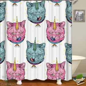 Unicorns Cats Shower Curtains - Wild Cat Unicorn