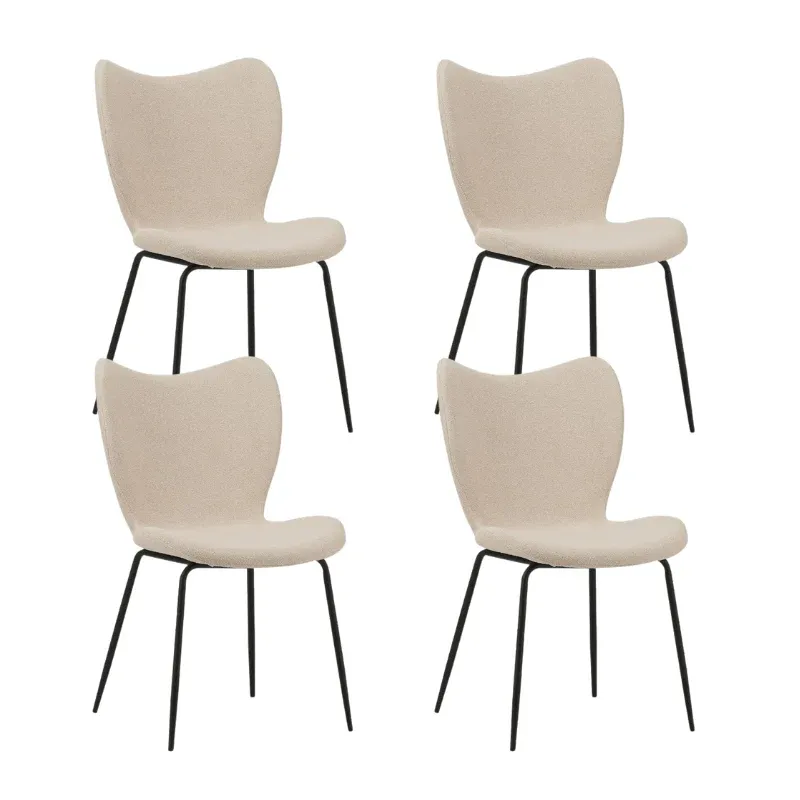 Esszimmerstühle - 4er-Set Esszimmerstühle Sia Beige Bouclé Stoff - Ohne Armlehnen - Dimehouse
