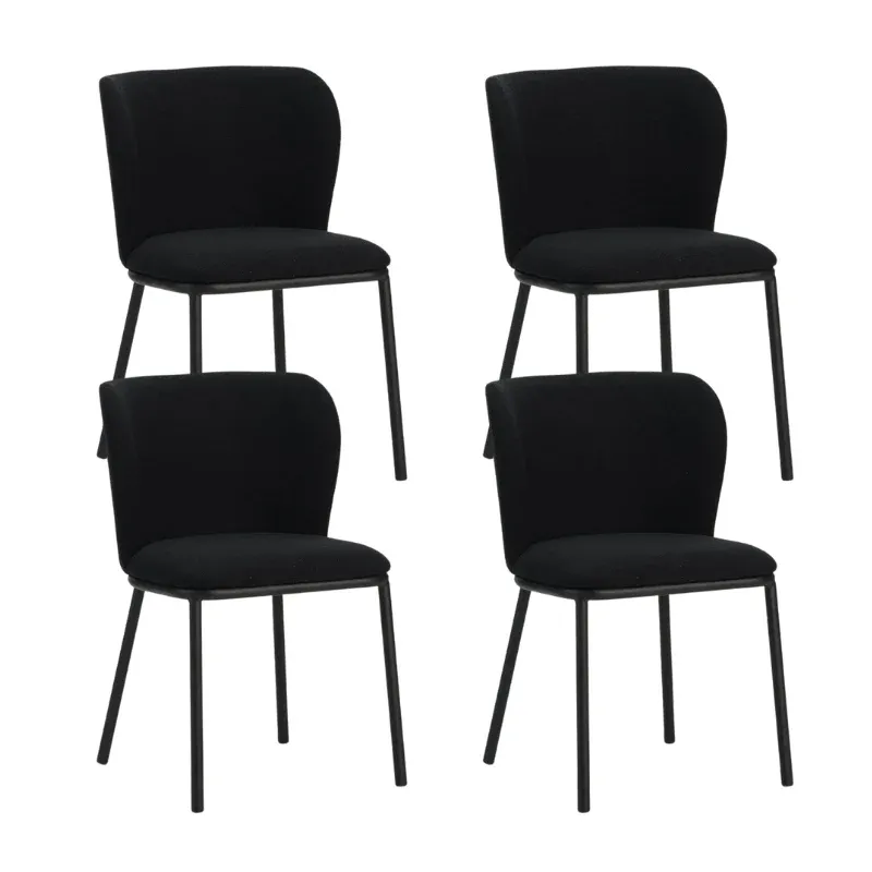 Esszimmerstühle – 4er-Set Esszimmerstühle Tess Black Bouclé Stoff - Ohne Armlehnen - Dimehouse