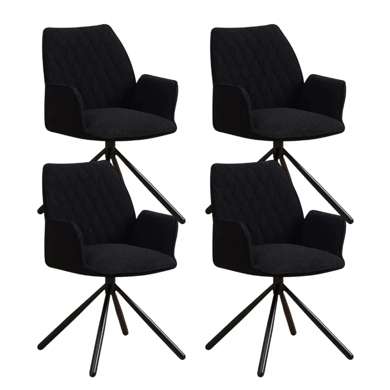 Esszimmerstühle – 4er-Set drehbare Esszimmerstühle Novan Black Bouclé – 180° drehbar – Dimehouse