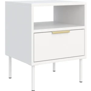 Nachttisch Vena mit Schublade und Fach, 45 cm, weiß