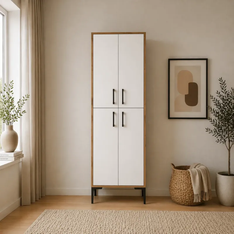 Wandschränke - Wandschrank Walnussweiß Melamin 200x60x35 cm - Berlin - Dimehouse