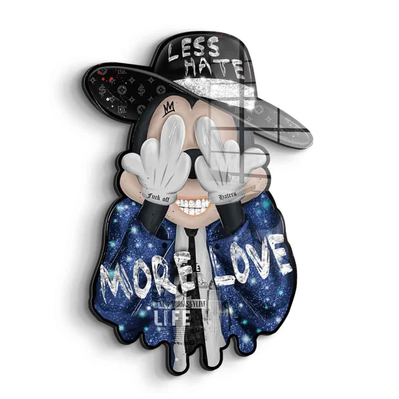 Wandskulptur Less Hate More Love - Acrylglas