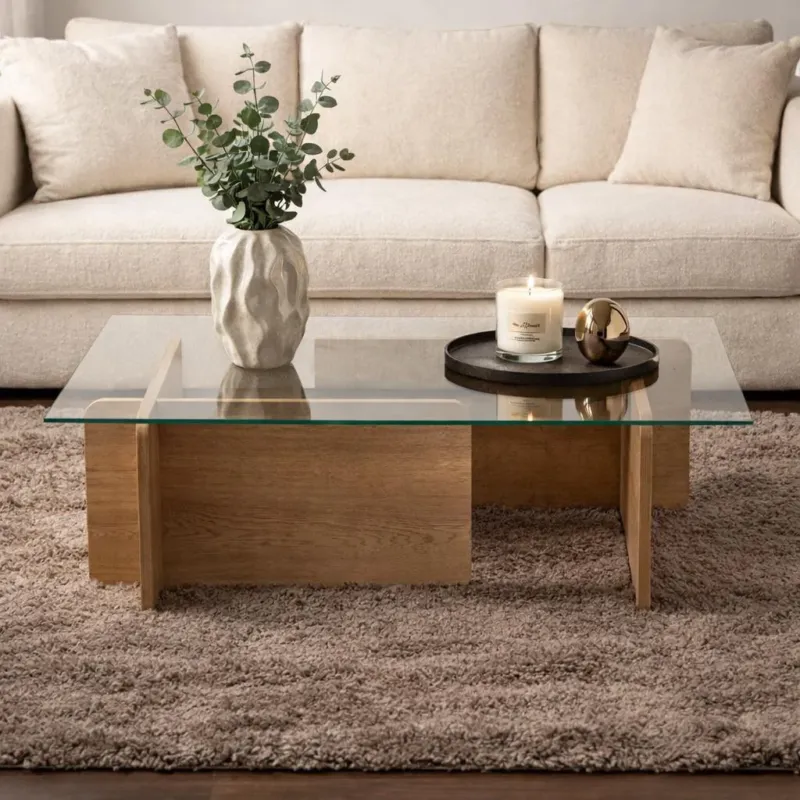 Couchtische - Couchtisch Naturglas Opal 105x65x30 cm - Dimehouse
