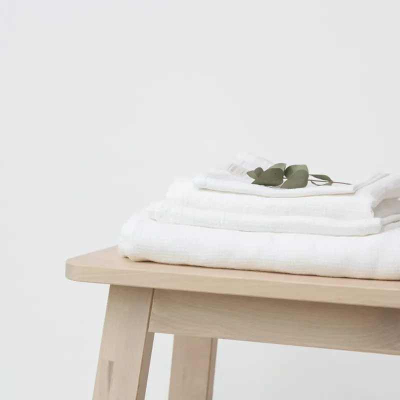 Leinen - Badetuch in feiner Waffel - Struktur, White - Linen Tales